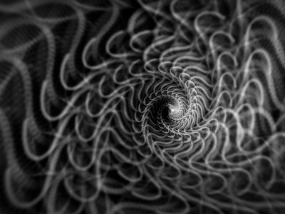 A mesmerizing black and white abstract spiral pattern creating a sense of depth and motion.